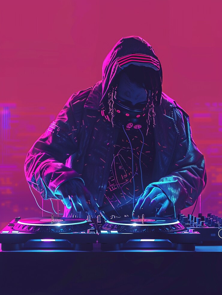 Foto gratuito ilustración de un dj cyberpunk