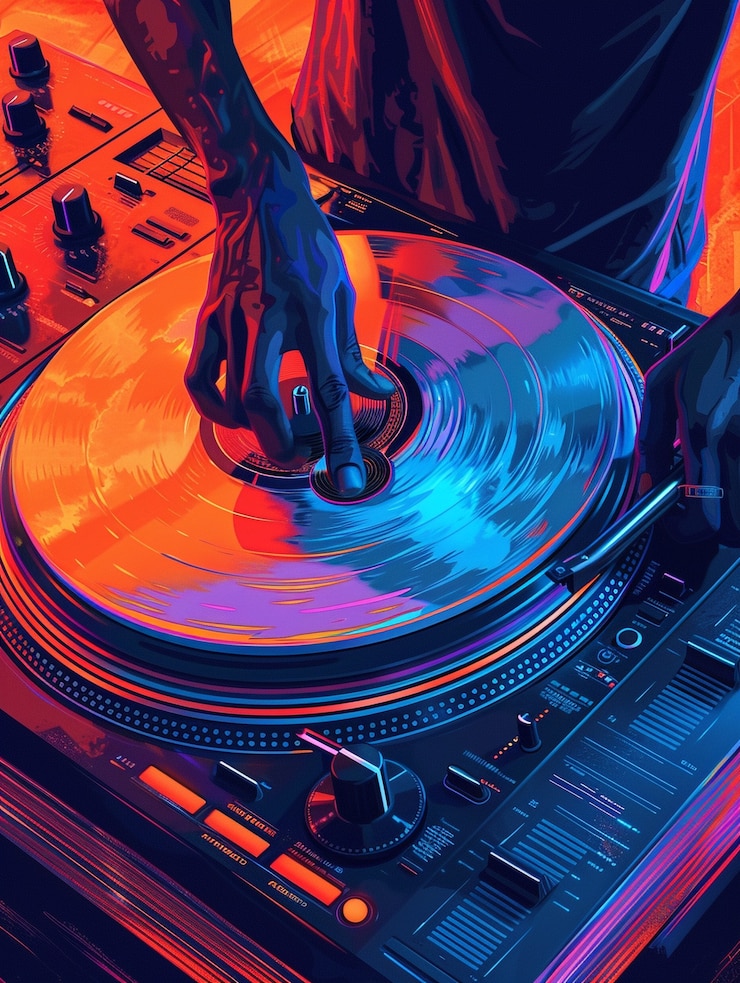 Foto gratuito ilustración de un dj cyberpunk