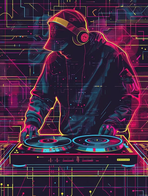 Ilustración de un DJ cyberpunk | Foto Gratis