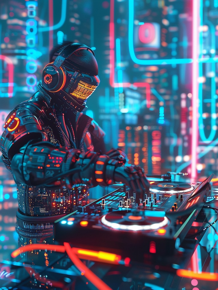 Foto gratuito ilustración de un dj cyberpunk