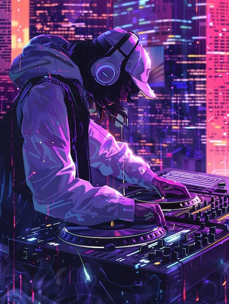 Ilustración de un DJ cyberpunk | Foto Gratis