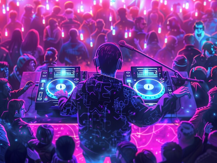 Foto gratuito ilustración de un dj cyberpunk