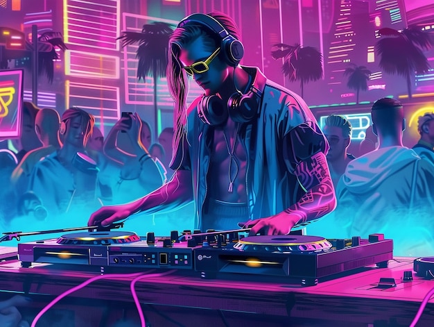 Ilustración de un DJ cyberpunk | Foto Gratis