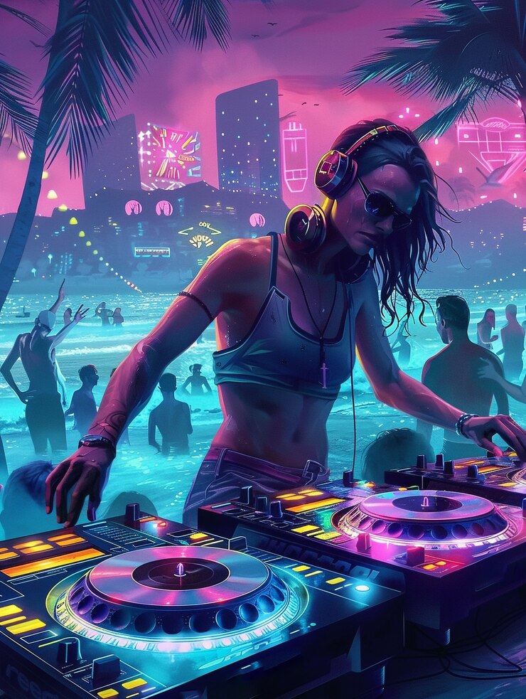 Foto gratuito ilustración de un dj cyberpunk