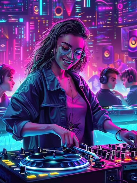 Ilustración de un DJ cyberpunk | Foto Gratis