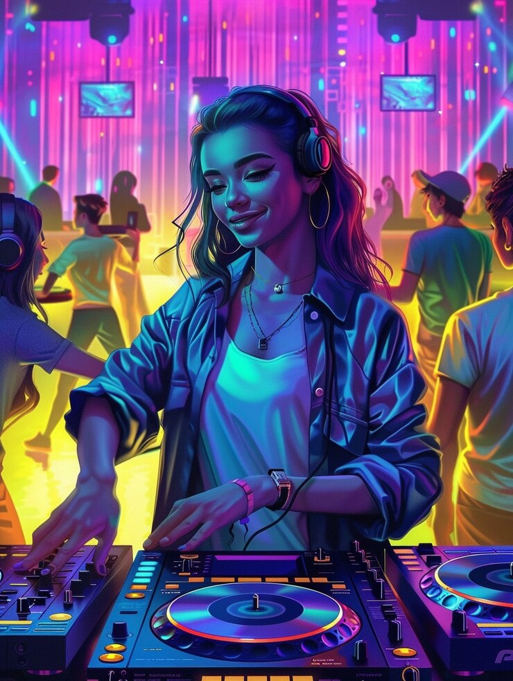 Foto gratuito ilustración de un dj cyberpunk