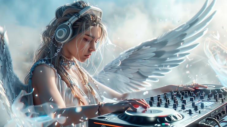 Foto gratuito ilustración de dj de fantasía