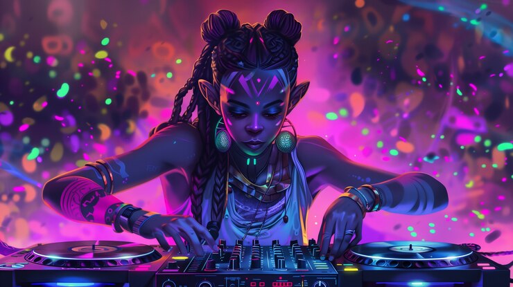 Foto gratuito ilustración de dj de fantasía