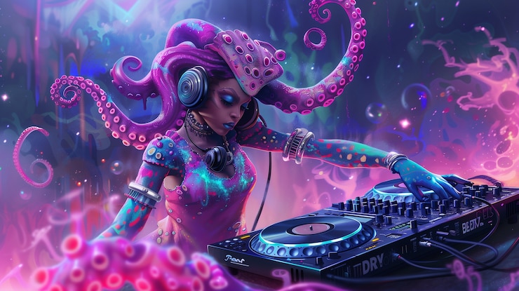 Foto gratuito ilustración de dj de fantasía