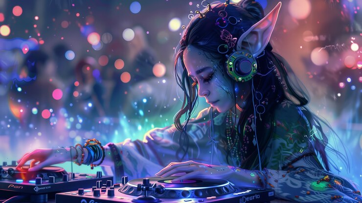 Foto gratuito ilustración de dj de fantasía