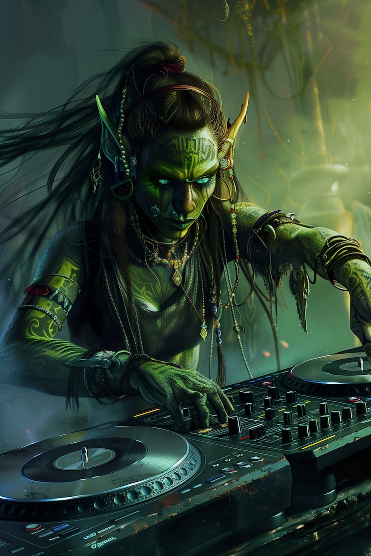 Foto gratuito ilustración de dj de fantasía