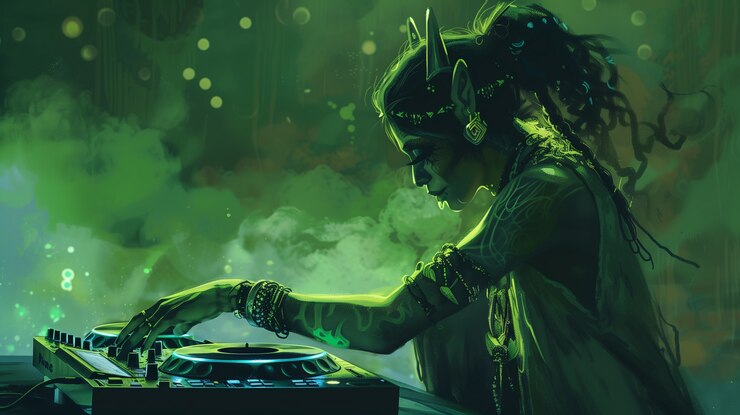 Foto gratuito ilustración de dj de fantasía