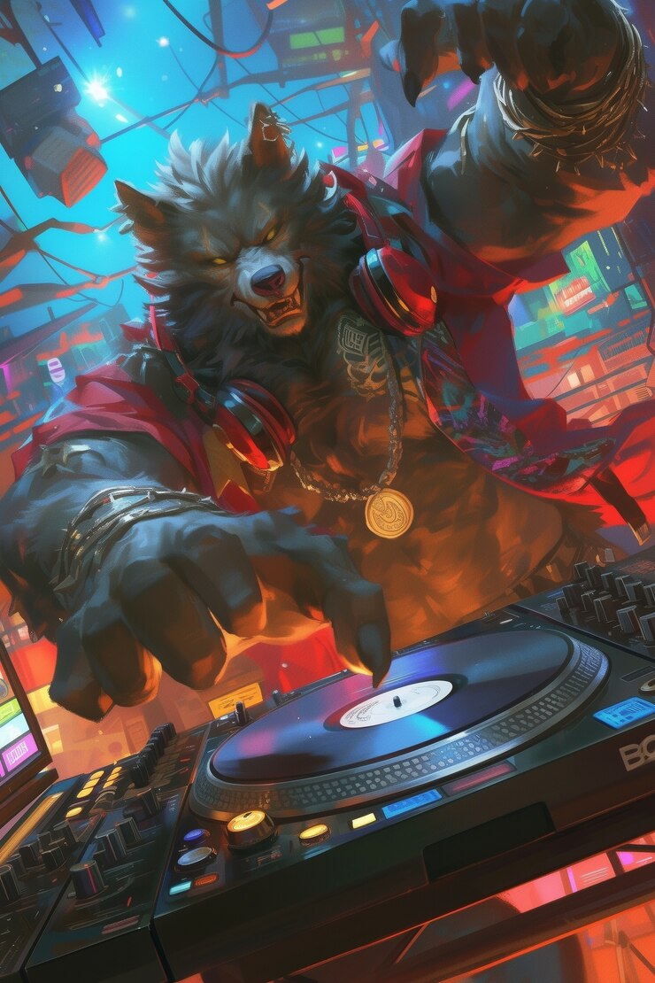 Foto gratuito ilustración de dj de fantasía
