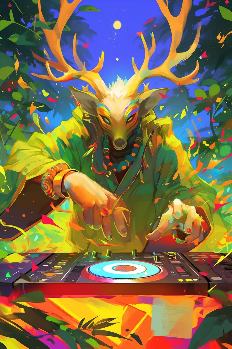 Foto gratuito ilustración de dj de fantasía