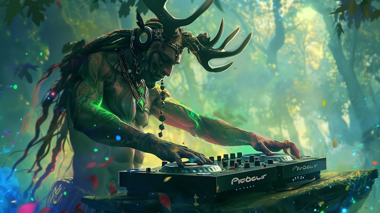 Foto gratuito ilustración de dj de fantasía