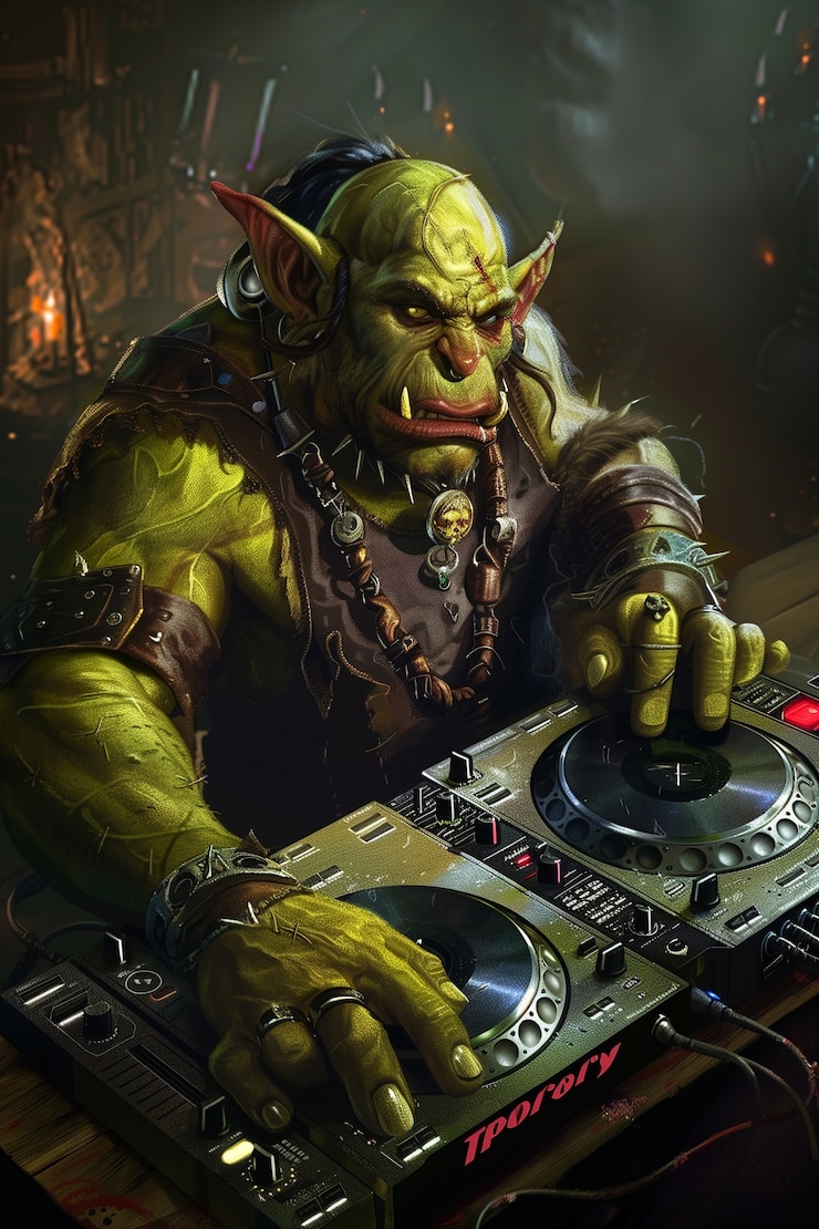 Foto gratuito ilustración de dj de fantasía