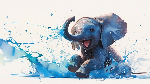 Foto gratuita ilustración de un elefante en acuarela