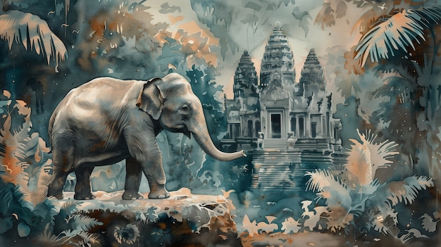 Foto gratuita ilustración de un elefante en acuarela
