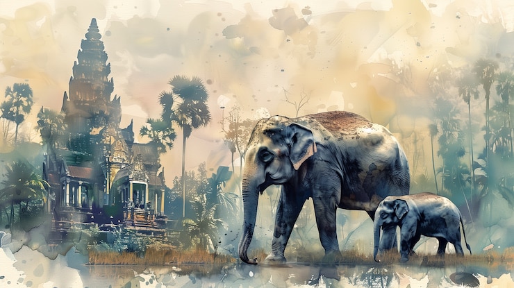 Foto gratuito ilustración de un elefante en acuarela