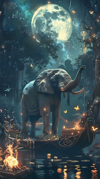 Foto gratuita ilustración de elefante de fantasía