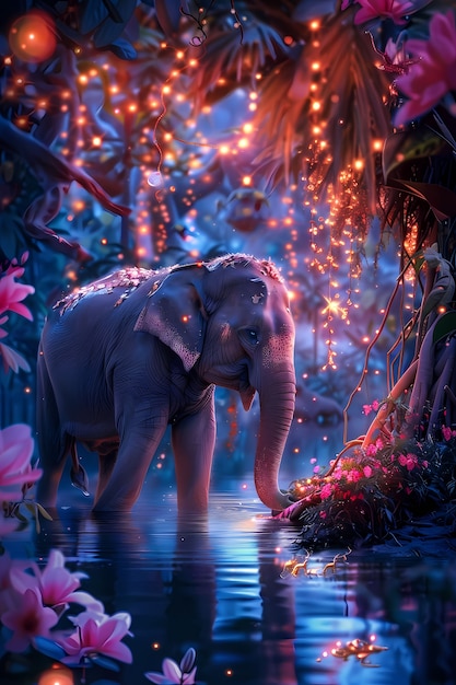 Foto gratuita ilustración de elefante de fantasía