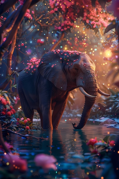 Foto gratuita ilustración de elefante de fantasía
