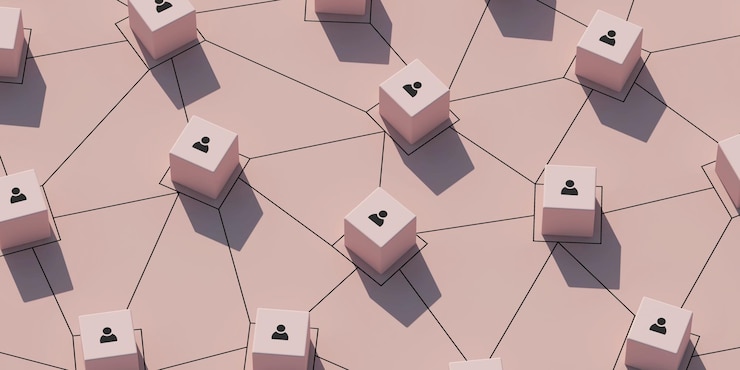 Foto gratuito ilustración empresarial conceptual con bloques e iconos de color rosa pastel