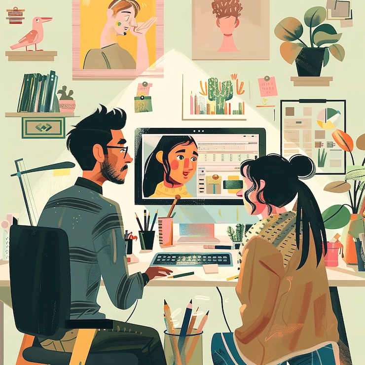 Foto gratuito ilustración de estilo de arte digital del diseñador gráfico