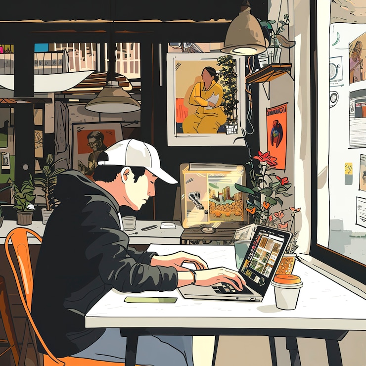 Foto gratuito ilustración de estilo de arte digital del diseñador gráfico