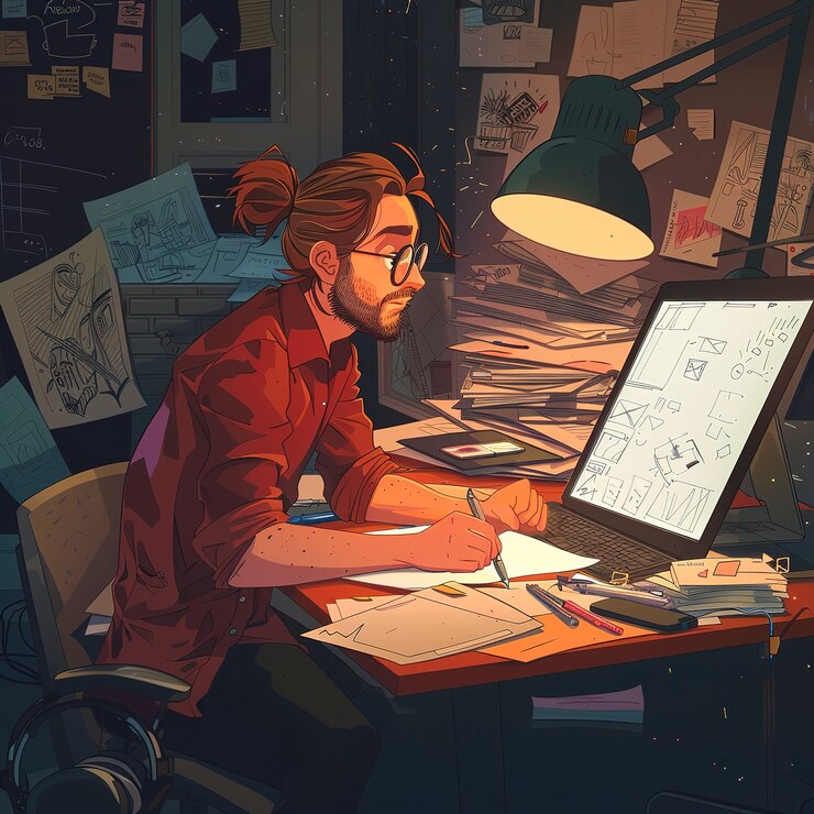 Foto gratuito ilustración de estilo de arte digital del diseñador gráfico