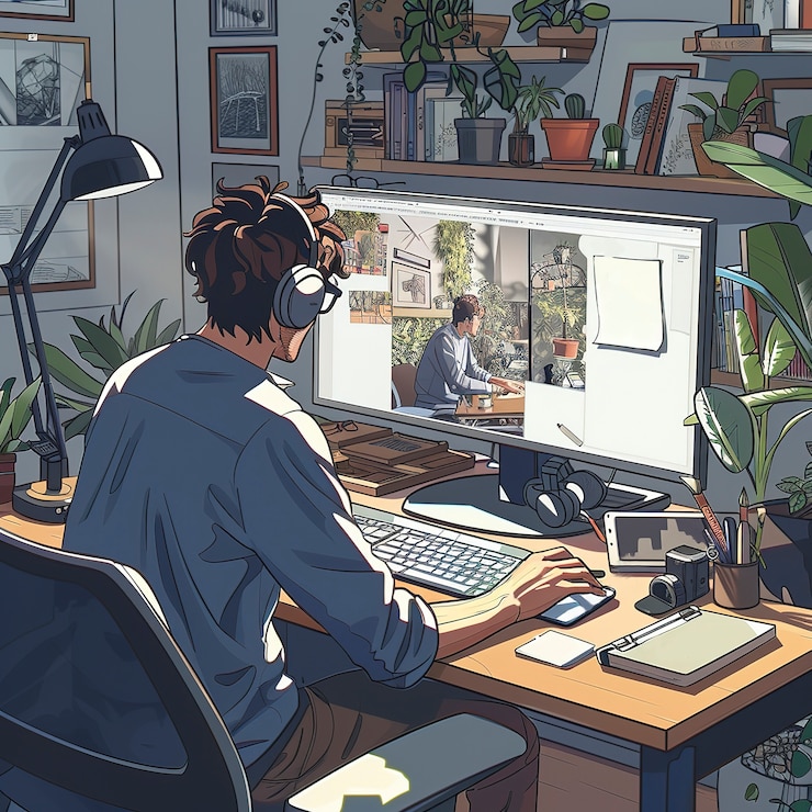 Foto gratuito ilustración de estilo de arte digital del diseñador gráfico