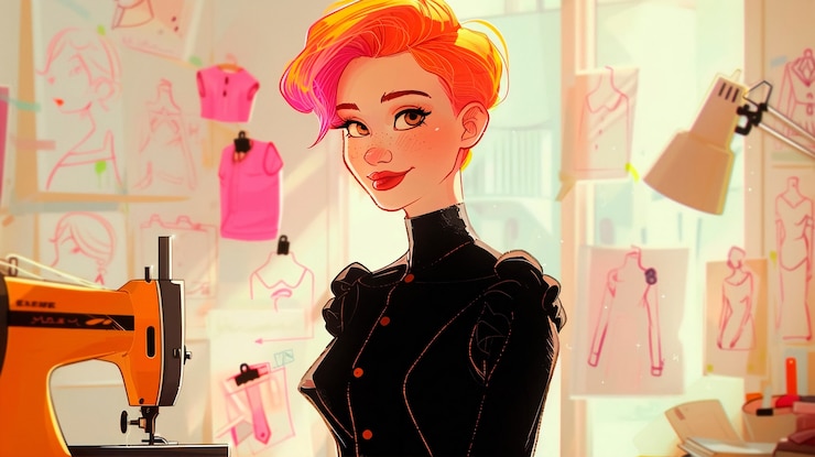 Foto gratuito ilustración de estilo de arte digital de un diseñador de moda
