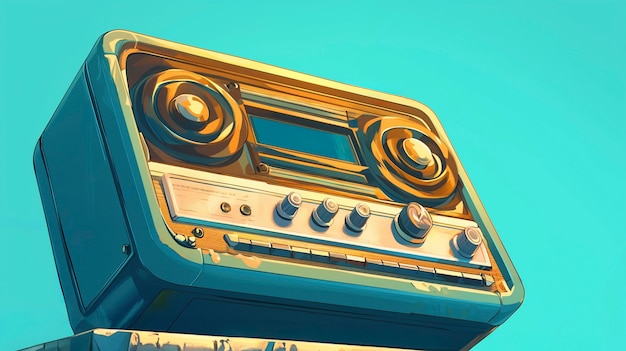 Ilustración de estilo de arte digital de un dispositivo de radio retro