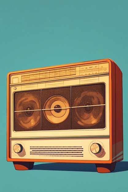 Ilustración de estilo de arte digital de un dispositivo de radio retro