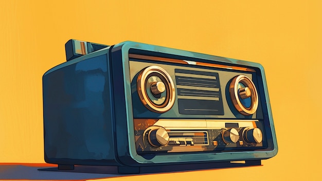 Ilustración de estilo de arte digital de un dispositivo de radio retro