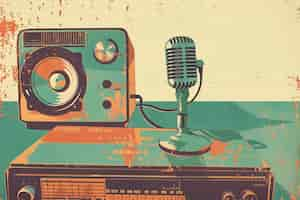 Foto gratuita ilustración de estilo de arte digital de un dispositivo de radio retro