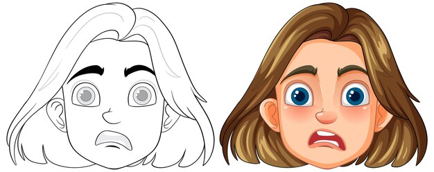 Ilustración de la expresión facial sorprendida
