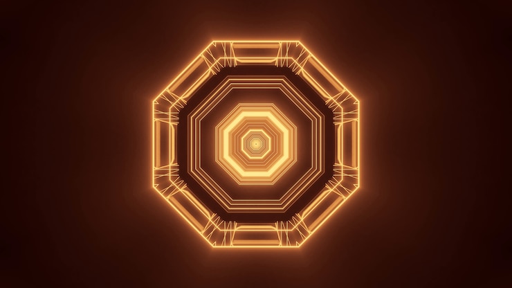 Foto gratuito ilustración de una figura hexagonal hecha de luces marrones y doradas