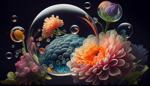 Ilustración floral de la naturaleza con fondos abstractos generados por IA