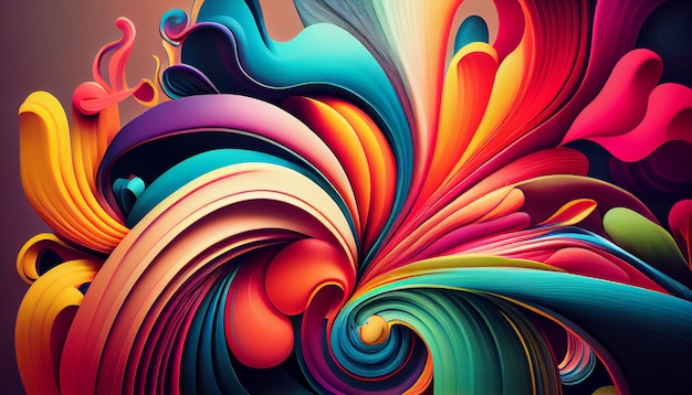 Ilustración de fondo abstracto con formas de diseño multicolor generadas por IA