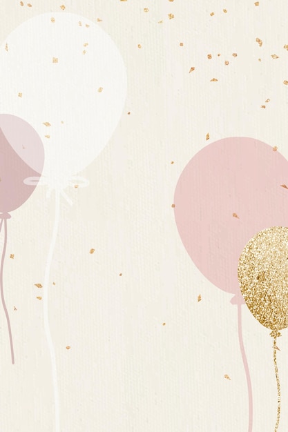 Foto gratuita ilustración de fondo de celebración de globos de lujo en tono rosa y dorado