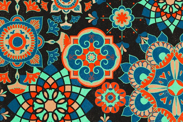 Ilustración de fondo de patrón floral étnico
