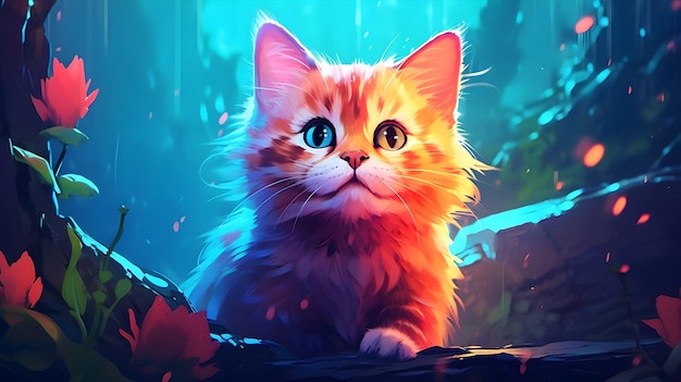 Foto gratuita ilustración de un gatito lindo