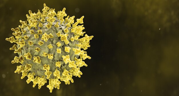 Ilustración gráfica de la pandemia de la enfermedad del coronavirus amarillo en una oscuridad