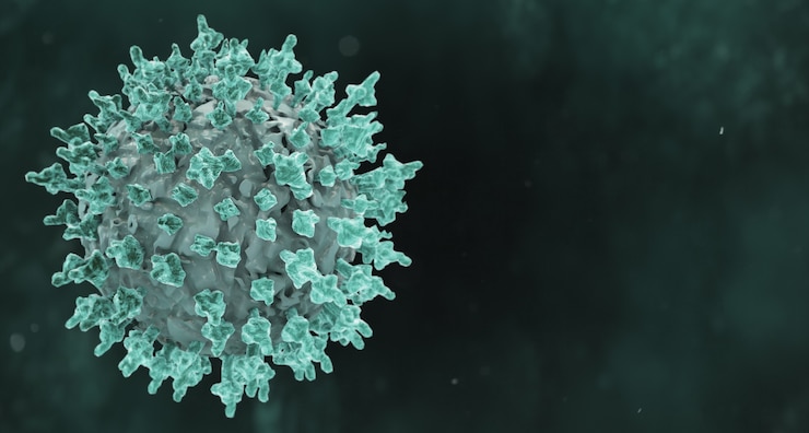Foto gratuito ilustración gráfica de la pandemia de la enfermedad del coronavirus verde sobre un fondo oscuro
