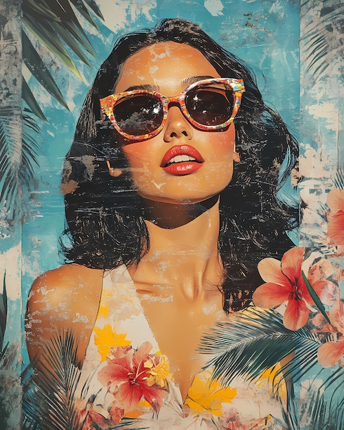 Ilustración de Hawai en estilo cómic retro