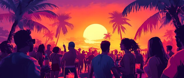 Ilustración de Hawai en estilo cómic retro