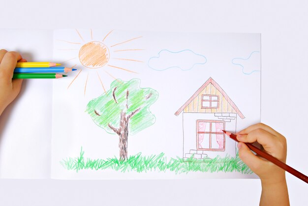 Ilustración infantil en color de la vida feliz.