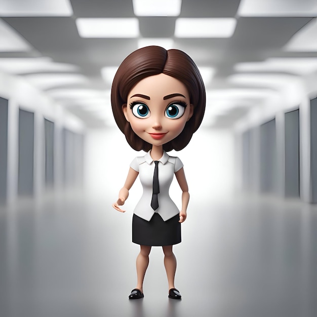 Foto gratuita ilustración de una joven mujer de negocios caminando por el pasillo con fondo blanco