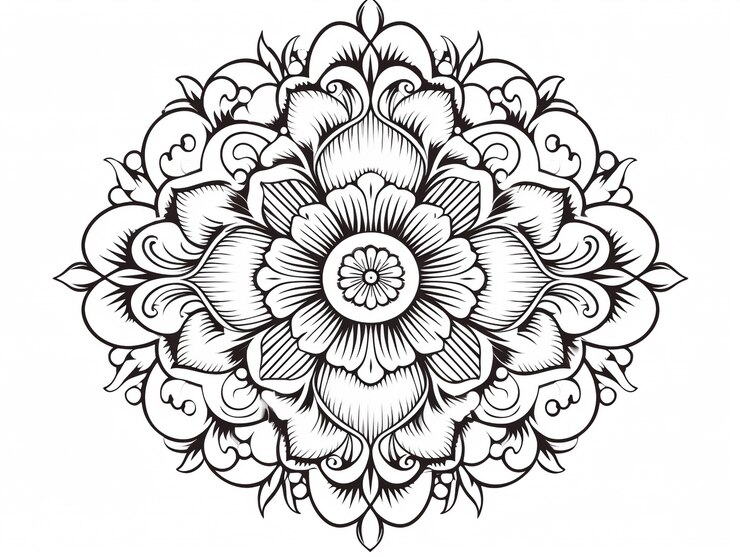 Foto gratuito ilustración de mandala de arte de líneas